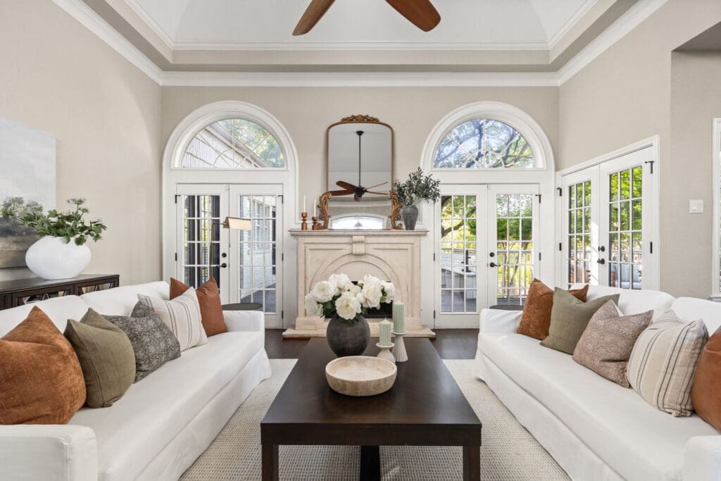 Beautiful, open, bright living room simplified
